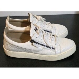 Giuseppe Zanotti Frankie Low-top Zip Sneakers White Crocodile Men EU 45 US 12